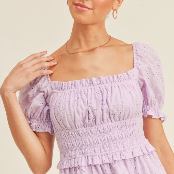 Kendall Puff Sleeve Eyelet Mini Dress - Picture 7 of 8